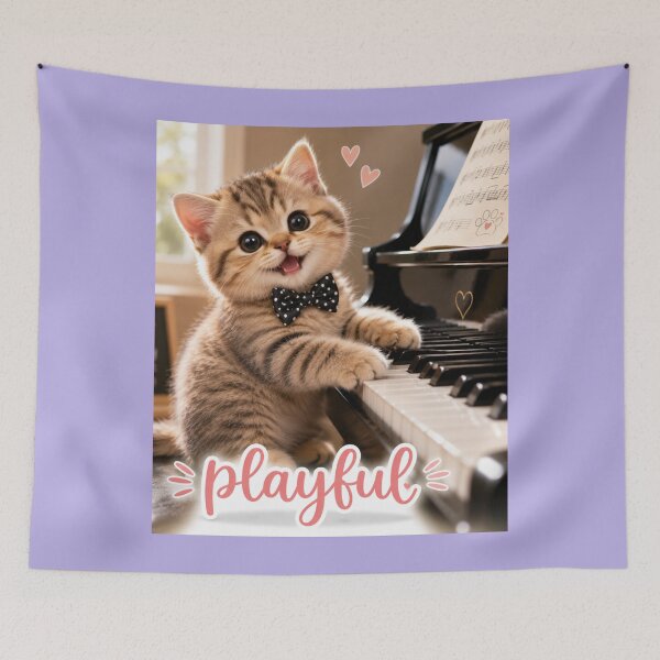 Item preview, Playful Kitten Playing Piano | Cute Cat | Playful Animal Design designed and sold by CJLindy.