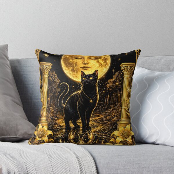 Item preview, The Moon Tarot card with Black Cat designed and sold by thirtyonestars.