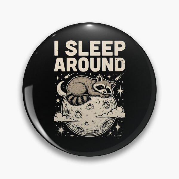 Item preview, Funny Camping Raccoon Sleeping on the Moon Retro Graphic designed and sold by Don't Crack Art.