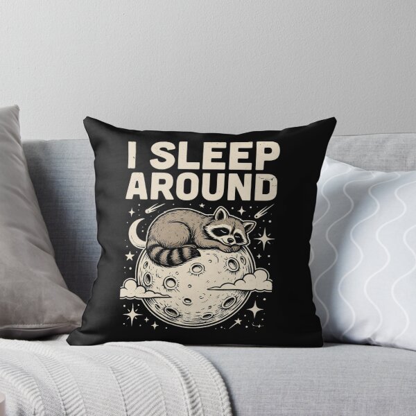 Item preview, Funny Camping Raccoon Sleeping on the Moon Retro Graphic designed and sold by Don't Crack Art.