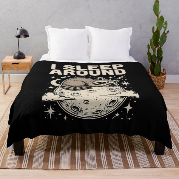 Item preview, Funny Camping Raccoon Sleeping on the Moon Retro Graphic designed and sold by Don't Crack Art.