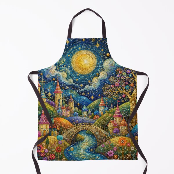Item preview, Moonlit Fairytale Village Fantasy Art designed and sold by Yves Artico.