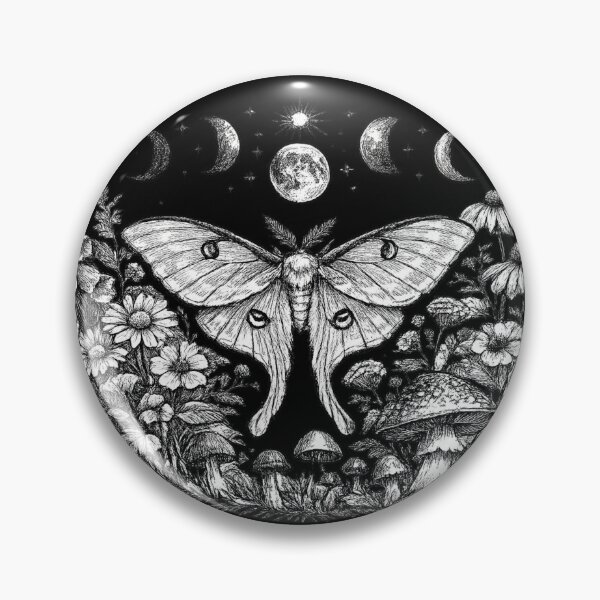 Item preview, Hand-Drawn Luna Moth with Wildflowers & Moon Phases  designed and sold by Dreamy fantasy design.