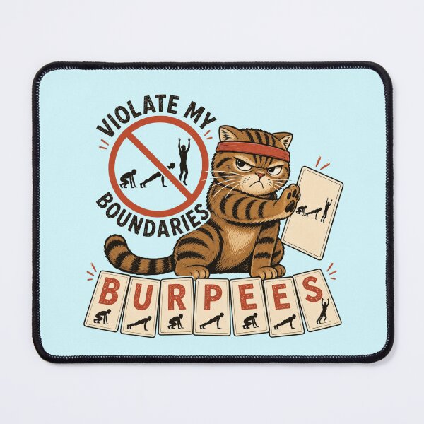 Item preview, Grumpy Tabby Cat Burpee Workout Humor Gift designed and sold by Gentlestate.