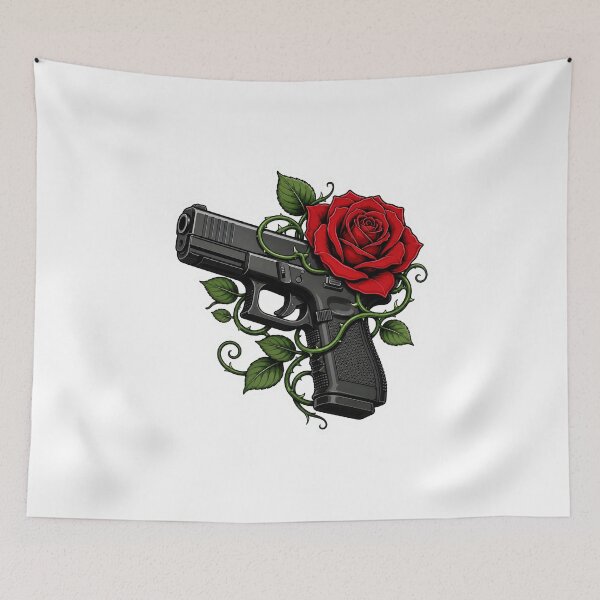 Item preview, Lethal Beauty Gun Wrapped In Red Rose designed and sold by Munib320.