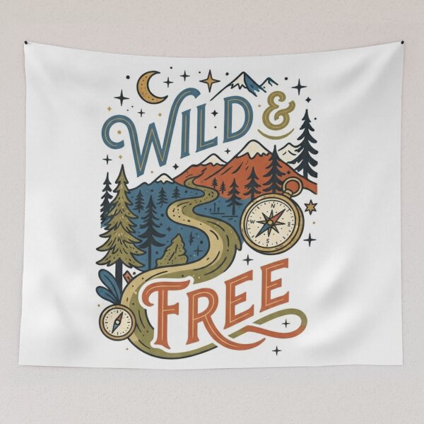 Item preview, Wild and Free Adventure Mountain Design designed and sold by mdsakibhossain.