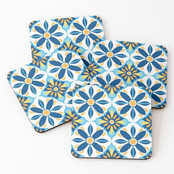 Item preview, Navy Blue Star Flower Seamless Tile Pattern designed and sold by DigitaICraft.