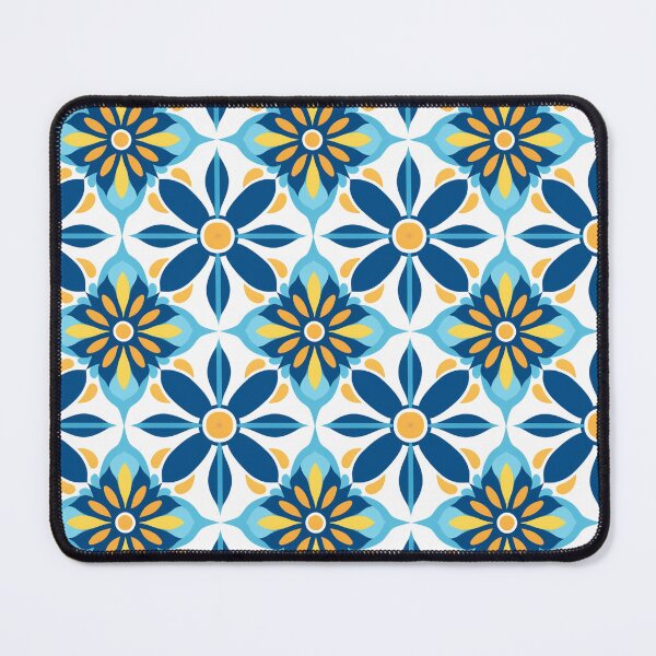 Item preview, Navy Blue Star Flower Seamless Tile Pattern designed and sold by DigitaICraft.