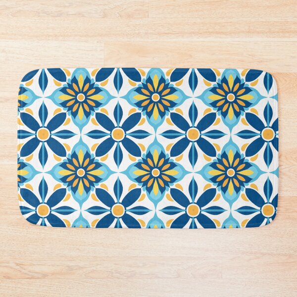 Item preview, Navy Blue Star Flower Seamless Tile Pattern designed and sold by DigitaICraft.