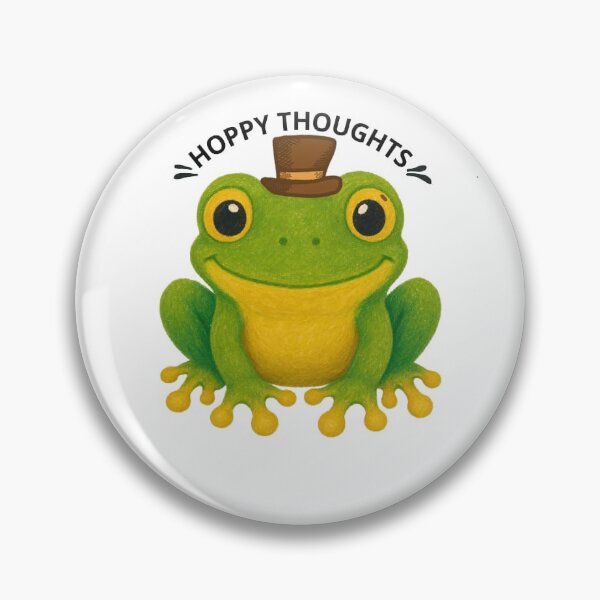 Item preview, Cute Frog with Top Hat - Hoppy Thoughts Pun designed and sold by DreamyBrushArt.