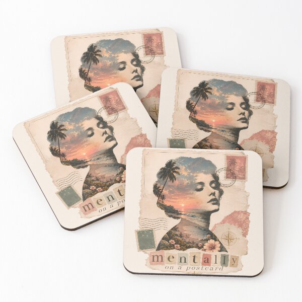 Item preview, Mentally On A Postcard Vintage Double Exposure Collage Travel Dreamer designed and sold by VIVID COLORS CLUB.