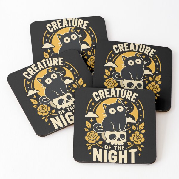Item preview, Cute Black Cat Sitting on a Skull Under the Golden Moon with Gothic Floral Night Garden Aesthetic and Spooky Halloween Vibes designed and sold by Huddy-clothes.