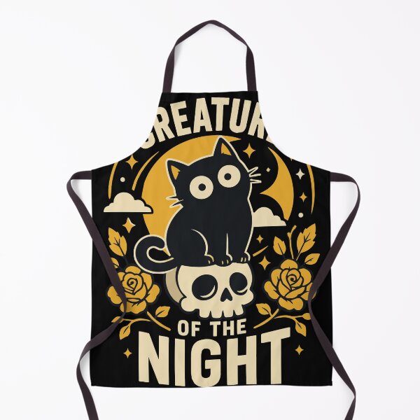Item preview, Cute Black Cat Sitting on a Skull Under the Golden Moon with Gothic Floral Night Garden Aesthetic and Spooky Halloween Vibes designed and sold by Huddy-clothes.