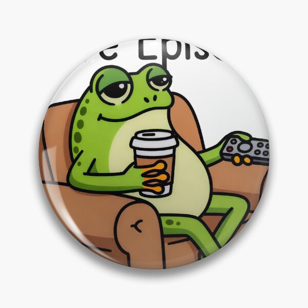Item preview, Funny Binge Watching Frog Sticker - Just One More Episode designed and sold by Foxiquie | Creative Sticker Studio.