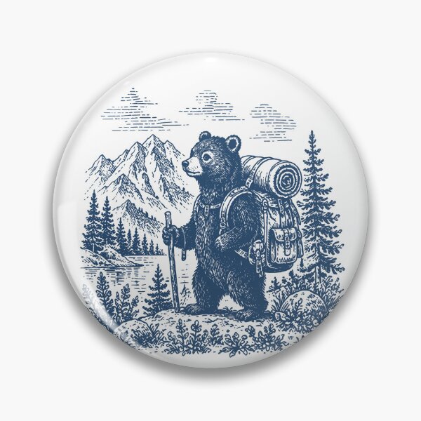 Item preview, Vintage Hiking Bear Retro Outdoor Adventure Design designed and sold by ronakris009.