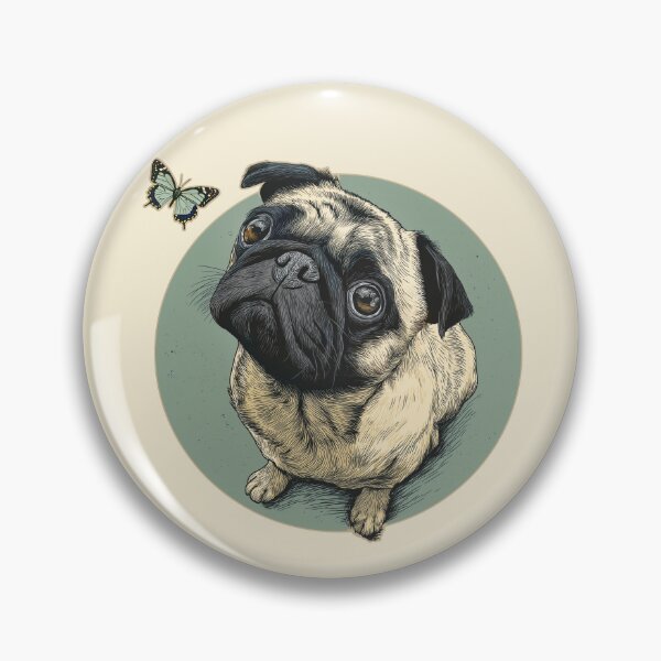 Item preview, Pug with butterfly designed and sold by Fran Fryberg.