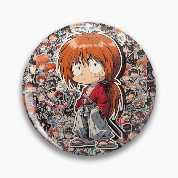 Item preview, Chibi Red-Haired Samurai | Vintage Anime Style Sticker Collage Art designed and sold by Dyan4.