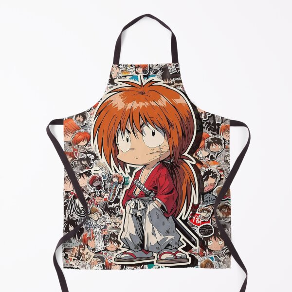 Item preview, Chibi Red-Haired Samurai | Vintage Anime Style Sticker Collage Art designed and sold by Dyan4.