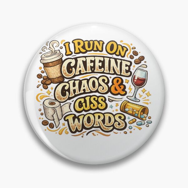 Item preview, I Run on Caffeine, Chaos & Cuss Words Funny Retro Coffee Lover Design designed and sold by CreativeNest Prints.