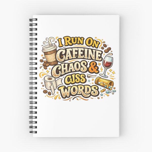 Item preview, I Run on Caffeine, Chaos & Cuss Words Funny Retro Coffee Lover Design designed and sold by CreativeNest Prints.