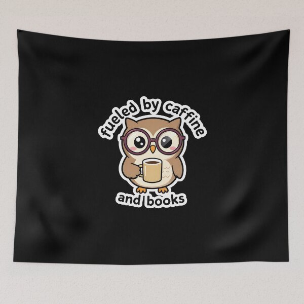 Item preview, Cute Owl Fueled By Caffeine And Books Kawaii Nerd designed and sold by KCasual.