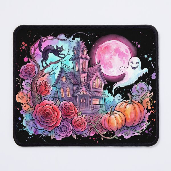 Item preview, Watercolor Haunted House Ghost Halloween Shirt designed and sold by TeNovaStudio.