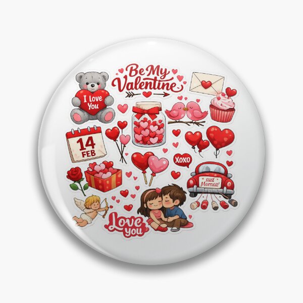 Item preview, Be My Valentine Cute Sticker Pack | Romantic Love Hearts | Transparent PNG for Redbubble designed and sold by Ishratparween11.