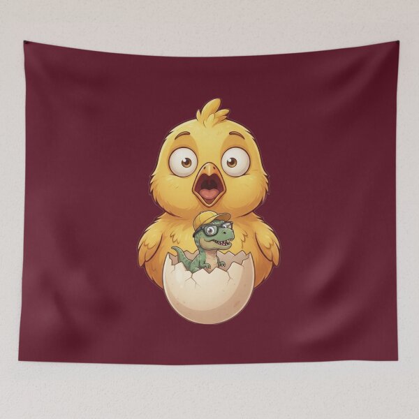 Item preview, Surprised Baby Chick Discovering a Tiny Dinosaur designed and sold by M.Store.