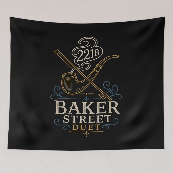 Item preview, Sherlock Holmes Baker Street Duet Violin and Pipe Line Art designed and sold by Fenay Designs.