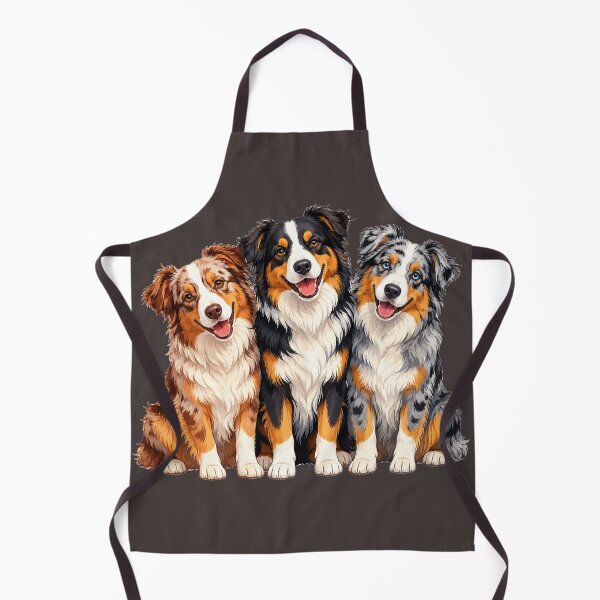 Item preview, Three Happy Australian Shepherds | Colorful Aussie Dog Vector Illustration designed and sold by Golden Era Studio.