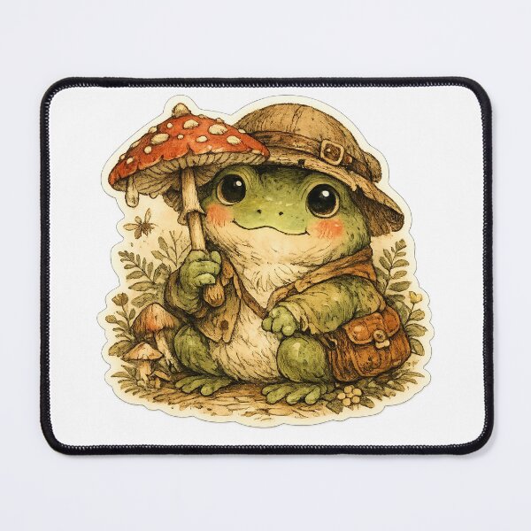 Item preview, Vintage Explorer Frog with Mushroom Umbrella Sticker designed and sold by Alpha-mike13.