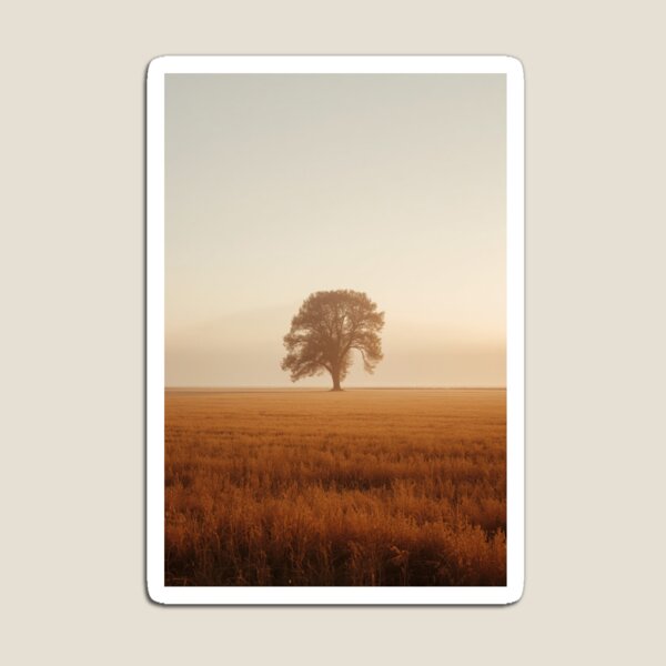 Aperçu de l'œuvre Décoration murale Arbre d'automne Solitude dorée | Impression minimaliste de paysage d'automne créée et vendue par VeloraNature.