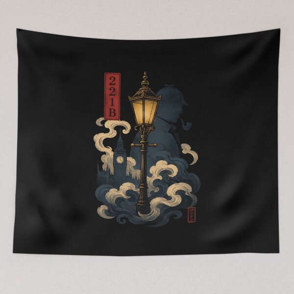 Item preview, Sherlock Holmes 221B London Fog Japanese Wave Silhouette Art designed and sold by Fenay Designs.