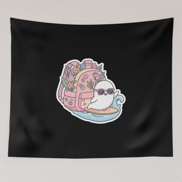 Item preview, Cute Surfing Ghost Floral Backpack Back To School designed and sold by KCasual.