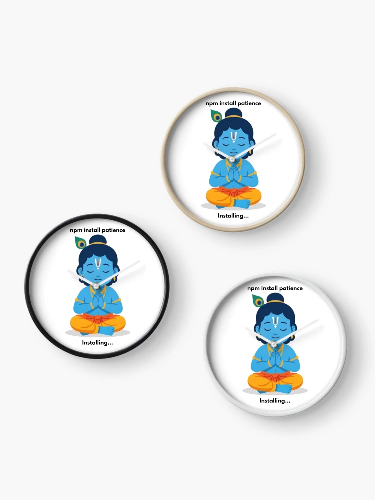Thumbnail 3 of 4, Clock, npm install patience | JavaScript Developer Sticker | Tech Humor designed and sold by BhaktiByte.