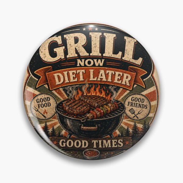 Item preview, Grill Now Diet Later | Vintage BBQ retro design designed and sold by OakEmber.