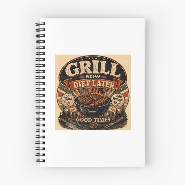 Item preview, Grill Now Diet Later | Vintage BBQ retro design designed and sold by OakEmber.