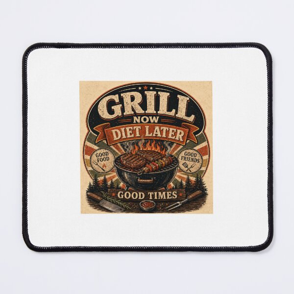 Item preview, Grill Now Diet Later | Vintage BBQ retro design designed and sold by OakEmber.