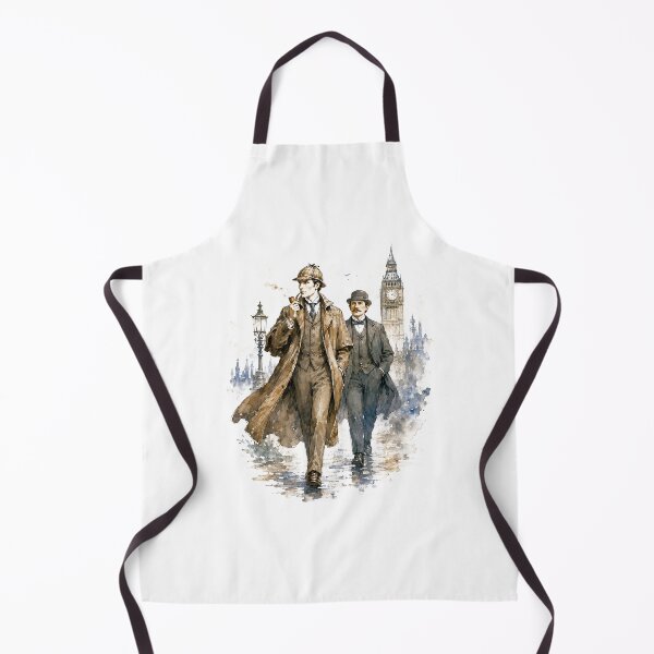 Item preview, Sherlock Holmes and Dr Watson London Fog Vintage Watercolor Art designed and sold by Fenay Designs.