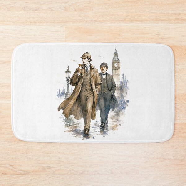 Item preview, Sherlock Holmes and Dr Watson London Fog Vintage Watercolor Art designed and sold by Fenay Designs.