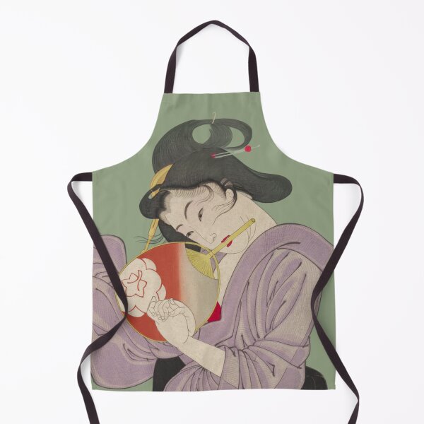 Item preview, Japanese Woman - Modern Ukiyo-e Portrait - Japandi, Sage Green designed and sold by Black Swallow.