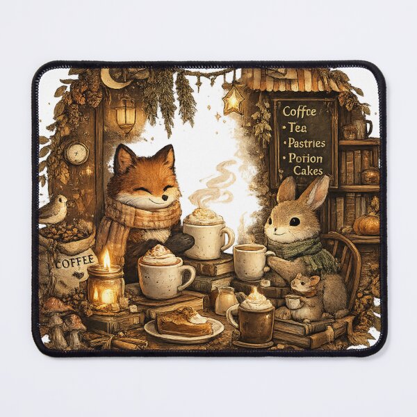 Item preview, Woodland Autumn Café | Cozy Fox & Bunny Coffee Shop Illustration designed and sold by Moonroot Studio.