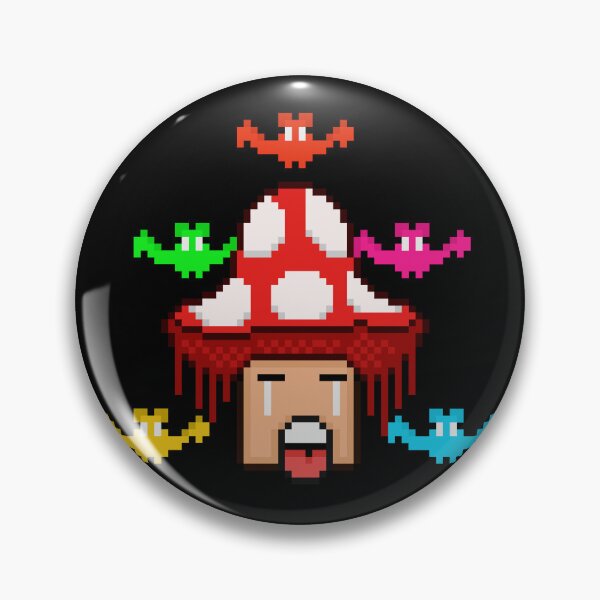 Item preview, Trippy Mushroom with Spooky Bats Retro Pixel Art Halloween designed and sold by RetroRlx.