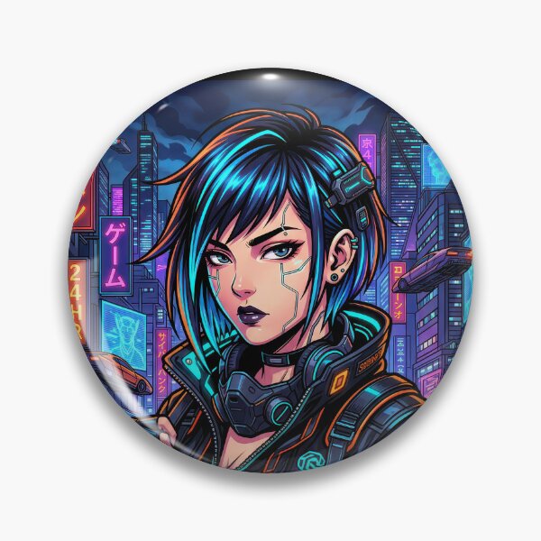 Item preview, Cyberpunk Rebel Cyan Hair Anime Hacker Girl Techwear designed and sold by DigitalArtx-com.