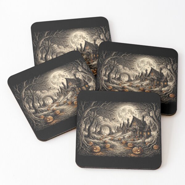 Item preview, Retro Woodcut Halloween Spooky Landscape Tee designed and sold by TeNovaStudio ⭐⭐⭐⭐⭐.