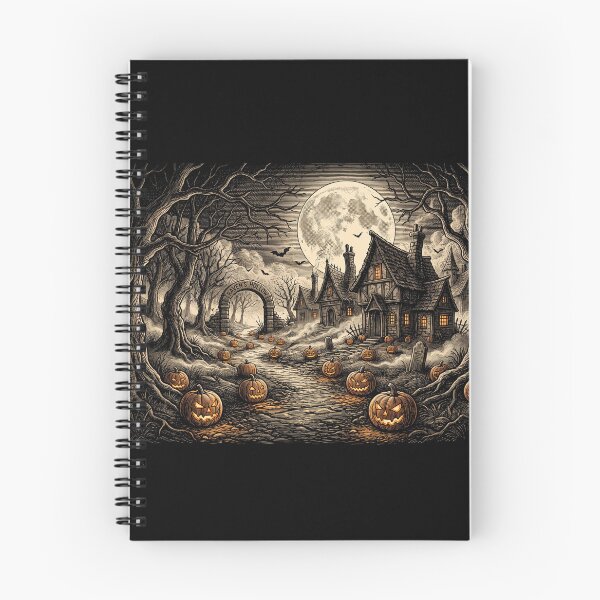 Item preview, Retro Woodcut Halloween Spooky Landscape Tee designed and sold by TeNovaStudio.