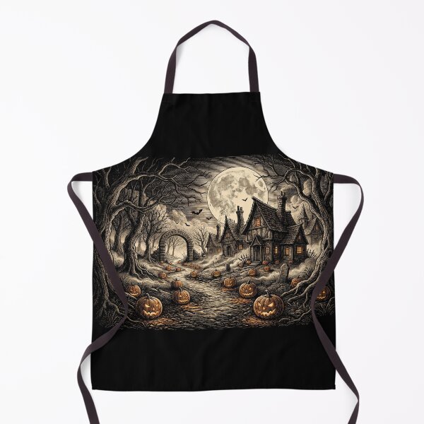 Item preview, Retro Woodcut Halloween Spooky Landscape Tee designed and sold by TeNovaStudio.