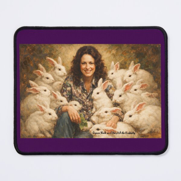 Item preview, Portrait Painting of Grace Slick and Her White Rabbits designed and sold by Halifaxartguy.
