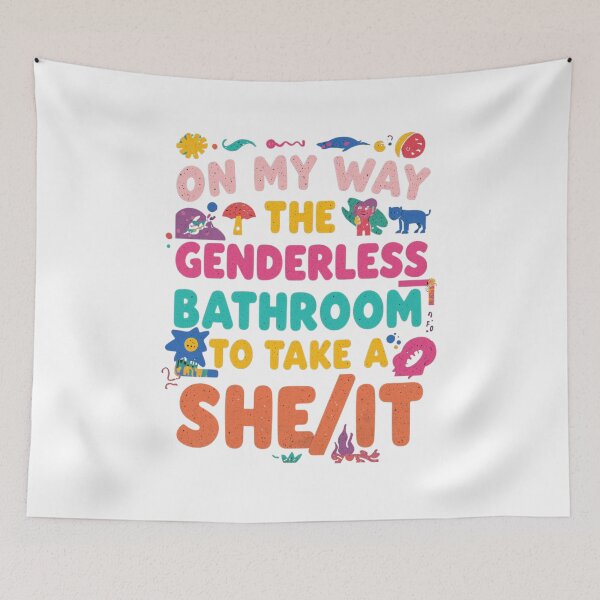 Item preview, On My Way to the Genderless Bathroom – Funny She/It Pronoun Pun designed and sold by SimplyArtLab.
