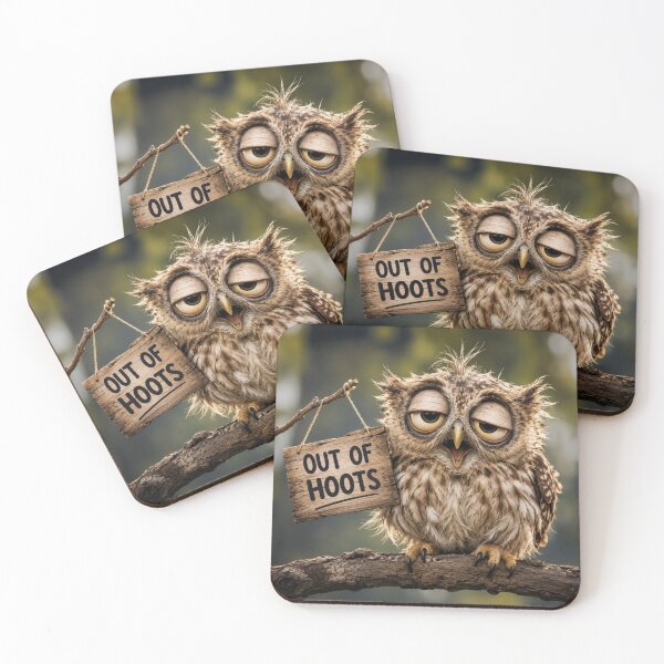 Item preview, Out of Hoots | Funny Grumpy Owl | Cute Owl Pun Design designed and sold by CJLindy.